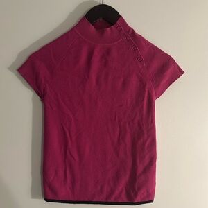 Maeve Anthropologie Pink Mock Neck Short Sleeve Sweater